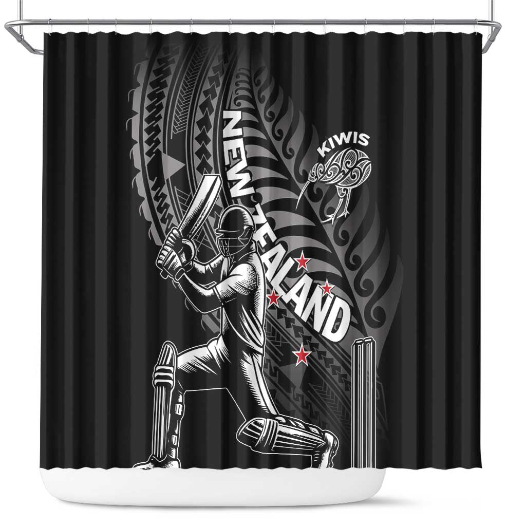New Zealand Cricket Shower Curtain Maori Kiwi Black Fern LT01 Black - Polynesian Pride