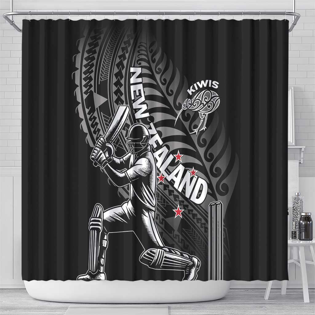 New Zealand Cricket Shower Curtain Maori Kiwi Black Fern LT01 - Polynesian Pride