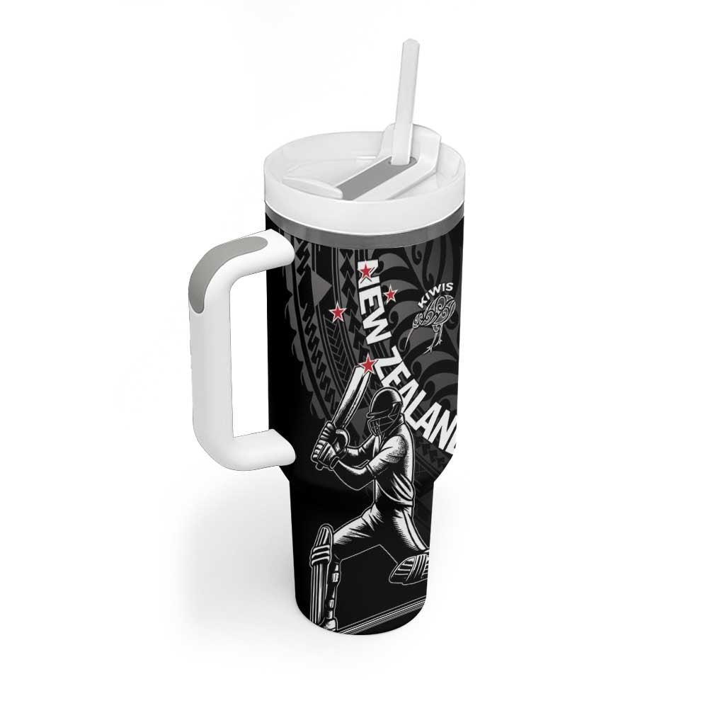 Custom New Zealand Cricket Tumbler With Handle Maori Kiwi Black Fern LT01 - Polynesian Pride