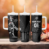 Custom New Zealand Cricket Tumbler With Handle Maori Kiwi Black Fern LT01 - Polynesian Pride