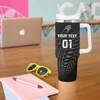 Custom New Zealand Cricket Tumbler With Handle Maori Kiwi Black Fern LT01 - Polynesian Pride
