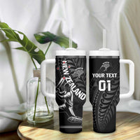 Custom New Zealand Cricket Tumbler With Handle Maori Kiwi Black Fern LT01 - Polynesian Pride