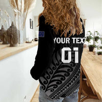 Custom New Zealand Cricket Women Casual Shirt Maori Kiwi Black Fern