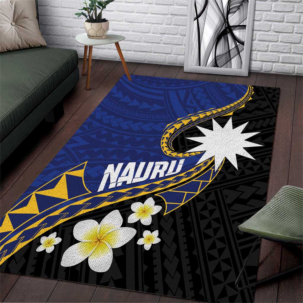 Nauru Area Rug Naoero Proud Plumeria LT01 Blue - Polynesian Pride