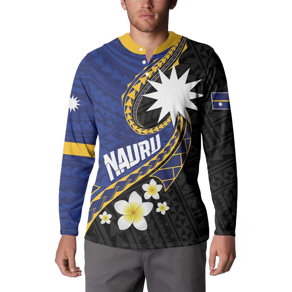 Personalised Nauru Button Sweatshirt Naoero Proud Plumeria