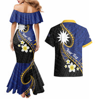 Personalised Nauru Couples Matching Mermaid Dress and Hawaiian Shirt Naoero Proud Plumeria