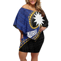 Personalised Nauru Off Shoulder Short Dress Naoero Proud Plumeria
