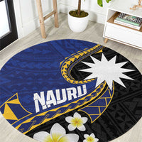 Nauru Round Carpet Naoero Proud Plumeria LT01 Blue - Polynesian Pride