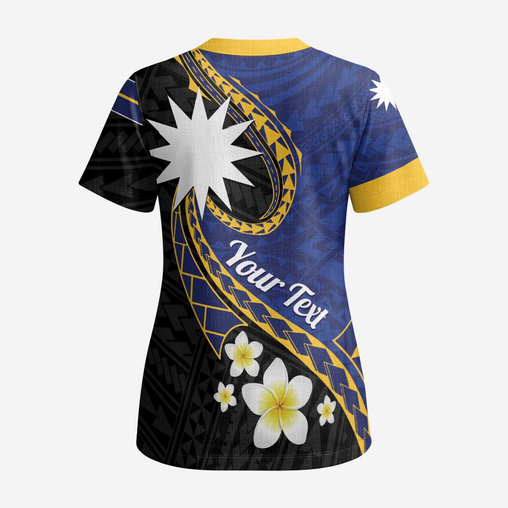 Personalised Nauru Scrub Top Naoero Proud Plumeria - Polynesian Pride