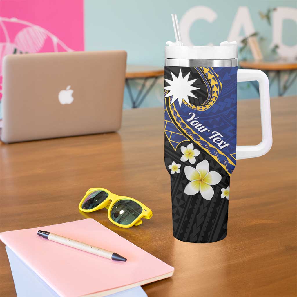 Personalised Nauru Tumbler With Handle Naoero Proud Plumeria LT01 - Polynesian Pride