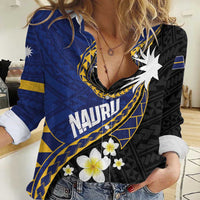 Personalised Nauru Women Casual Shirt Naoero Proud Plumeria