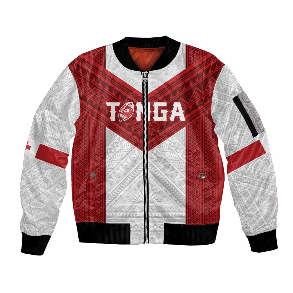 Tonga Rugby Custom Sleeve Zip Bomber Jacket Tonga Sea Eagles Go Champions LT01 Unisex Red - Polynesian Pride