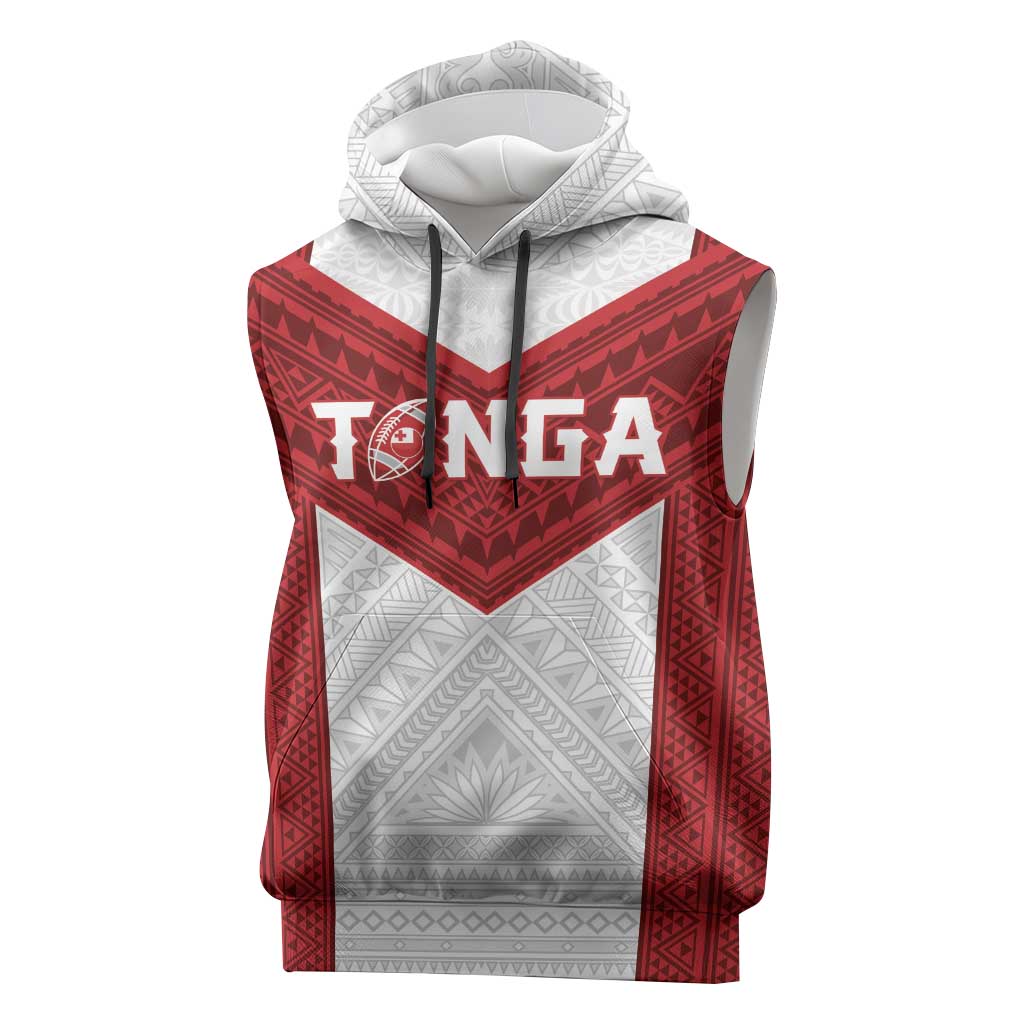 Tonga Rugby Custom Sleeveless Hoodie Tonga Sea Eagles Go Champions LT01 Red - Polynesian Pride