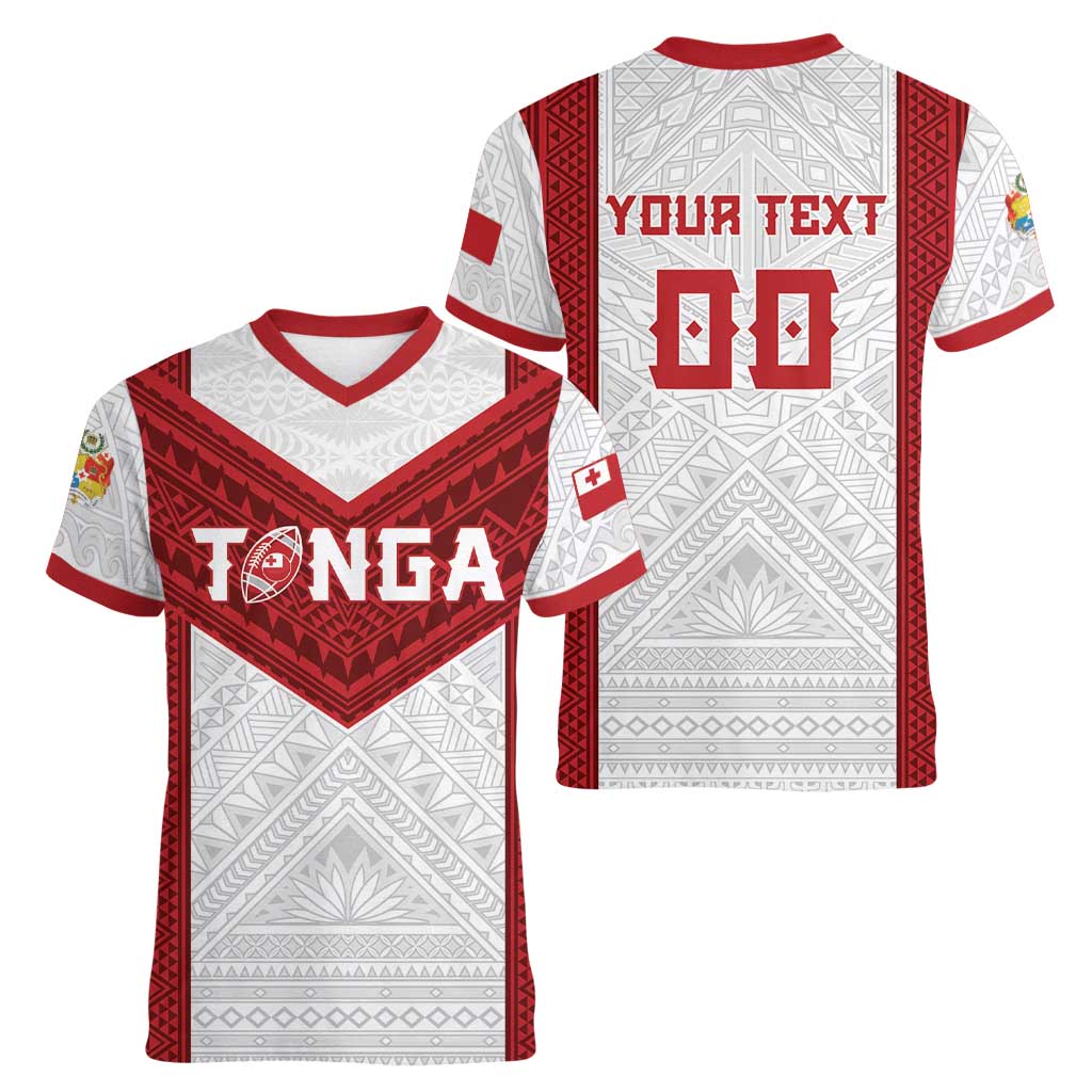 Tonga Rugby Custom Women V-Neck T-Shirt Tonga Sea Eagles Go Champions LT01 - Polynesian Pride
