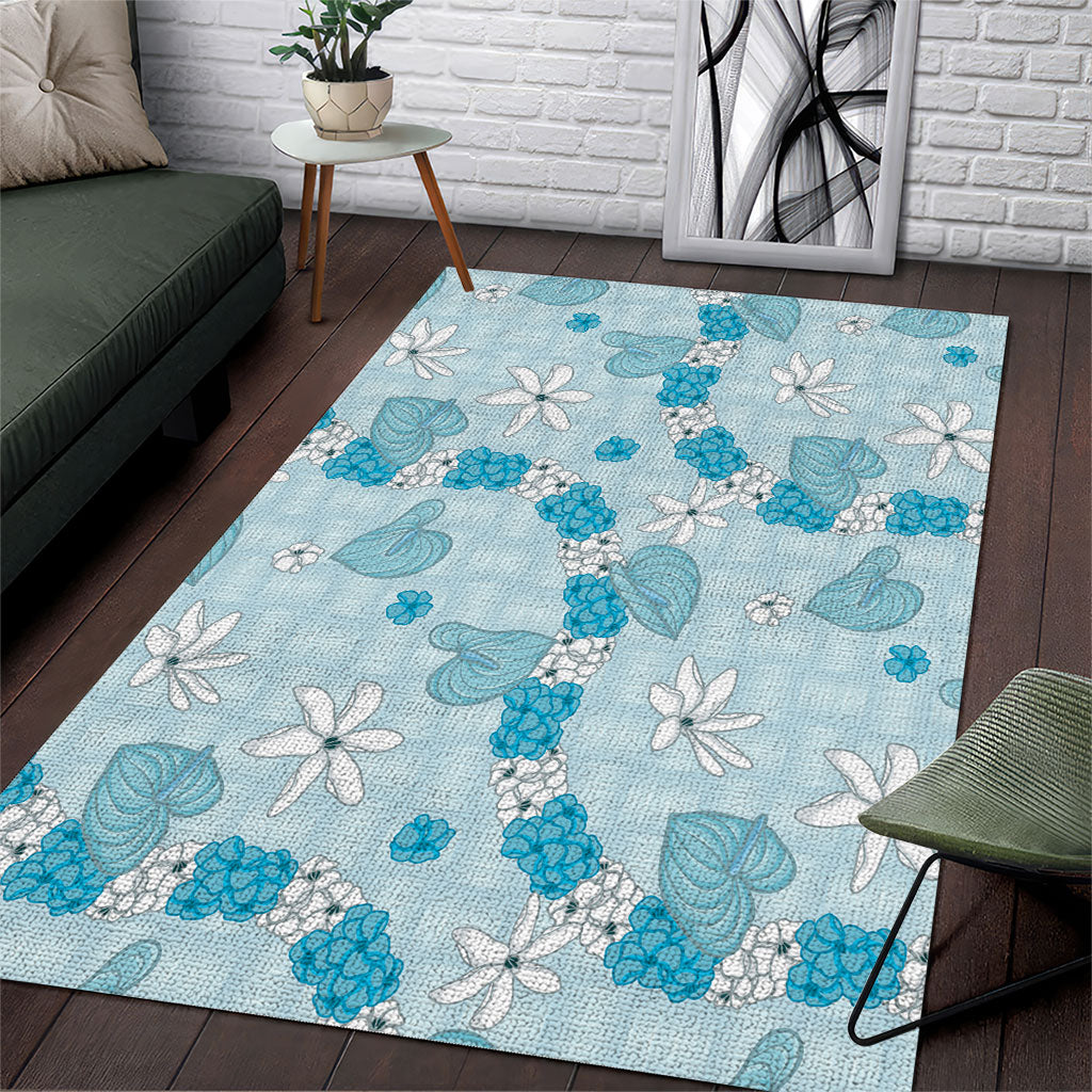 Hawaii Anthurium Tiare Pikake Lei Area Rug UliUli Lauhala Art Pattern