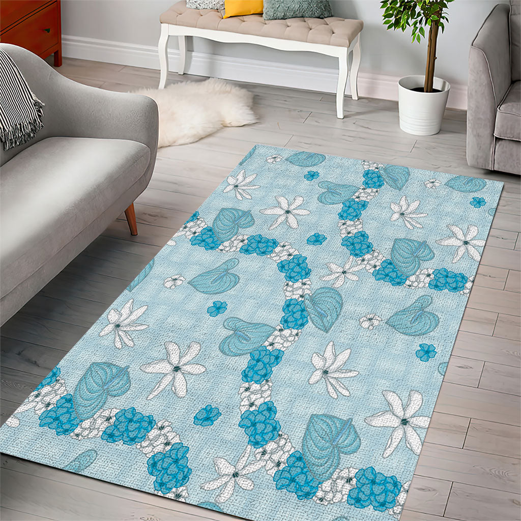 Hawaii Anthurium Tiare Pikake Lei Area Rug UliUli Lauhala Art Pattern