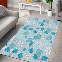 Hawaii Anthurium Tiare Pikake Lei Area Rug UliUli Lauhala Art Pattern