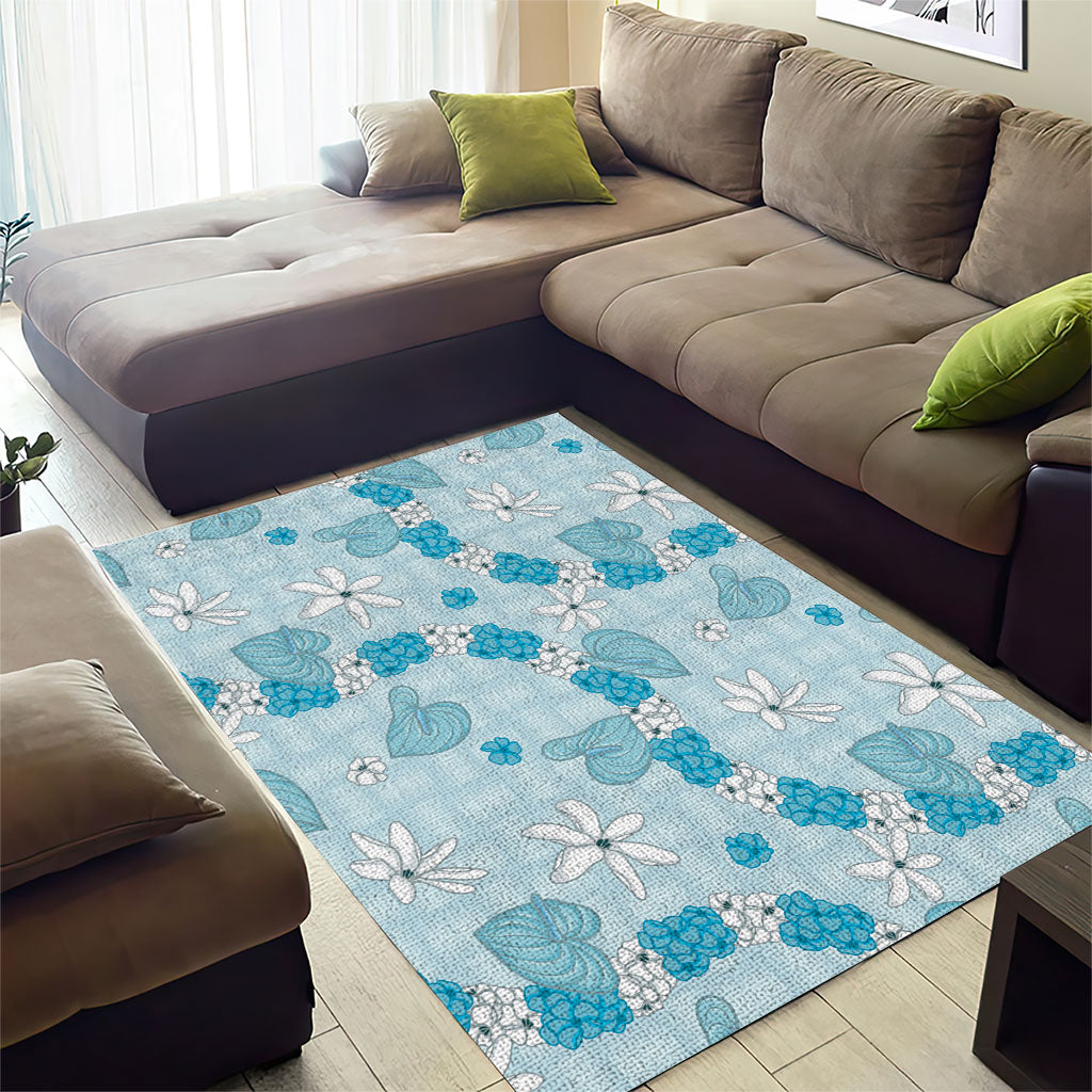 Hawaii Anthurium Tiare Pikake Lei Area Rug UliUli Lauhala Art Pattern