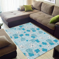 Hawaii Anthurium Tiare Pikake Lei Area Rug UliUli Lauhala Art Pattern