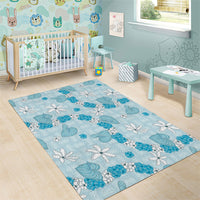 Hawaii Anthurium Tiare Pikake Lei Area Rug UliUli Lauhala Art Pattern