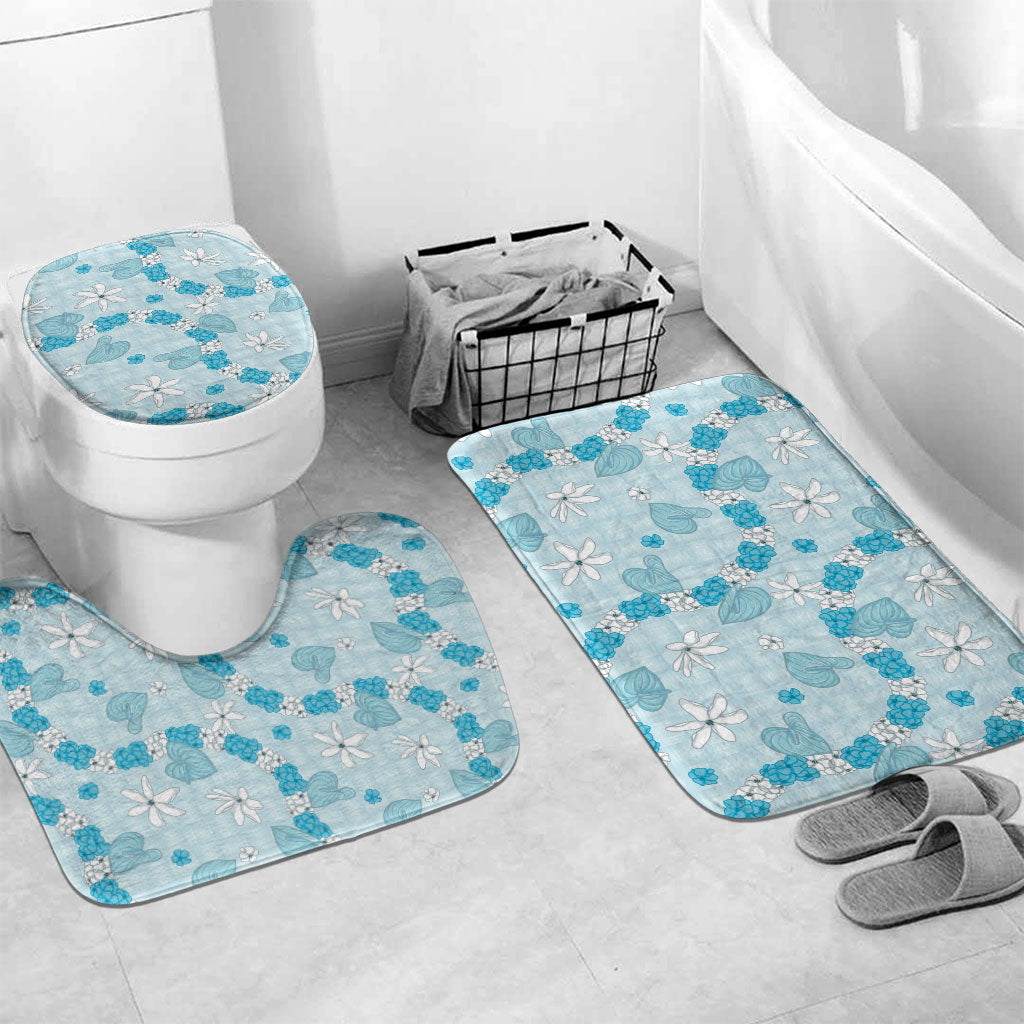 Hawaii Anthurium Tiare Pikake Lei Bathroom Set UliUli Lauhala Art Pattern