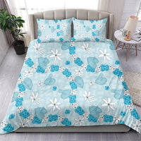 Hawaii Anthurium Tiare Pikake Lei Bedding Set UliUli Lauhala Art Pattern