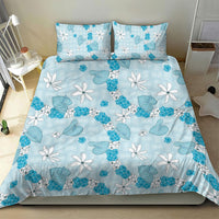 Hawaii Anthurium Tiare Pikake Lei Bedding Set UliUli Lauhala Art Pattern