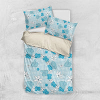 Hawaii Anthurium Tiare Pikake Lei Bedding Set UliUli Lauhala Art Pattern