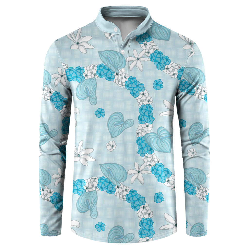 Hawaii Anthurium Tiare Pikake Lei Button Sweatshirt UliUli Lauhala Art Pattern