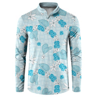 Hawaii Anthurium Tiare Pikake Lei Button Sweatshirt UliUli Lauhala Art Pattern