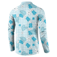 Hawaii Anthurium Tiare Pikake Lei Button Sweatshirt UliUli Lauhala Art Pattern