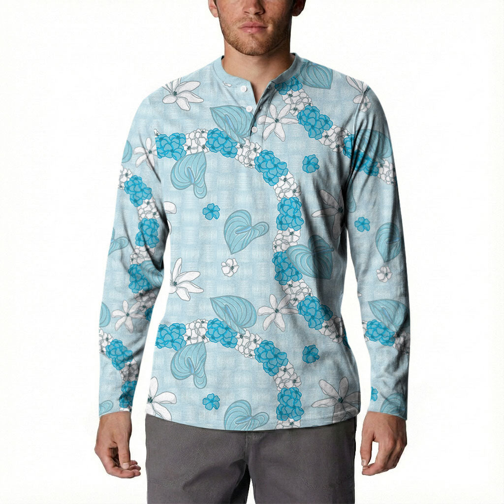 Hawaii Anthurium Tiare Pikake Lei Button Sweatshirt UliUli Lauhala Art Pattern