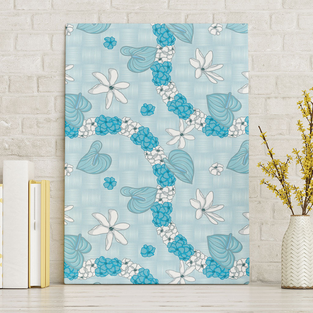 Hawaii Anthurium Tiare Pikake Lei Canvas Wall Art UliUli Lauhala Art Pattern