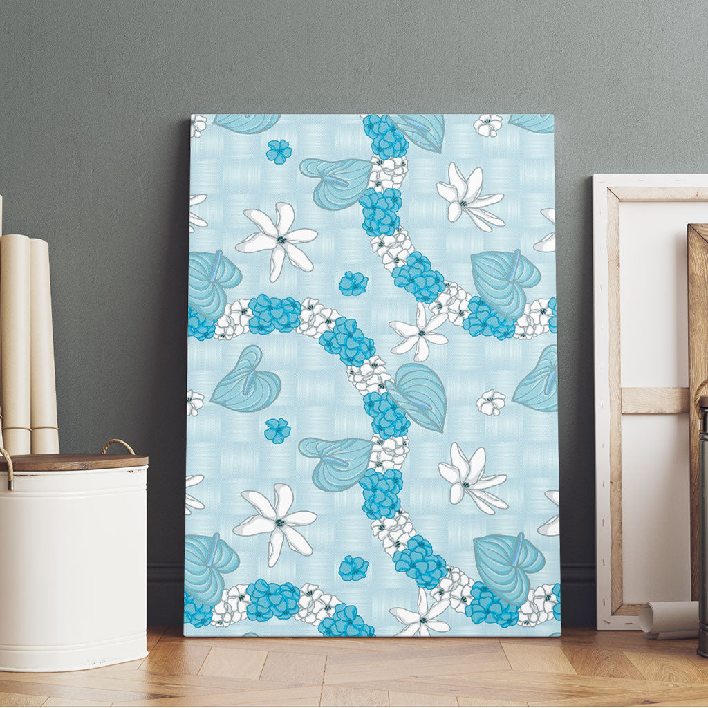 Hawaii Anthurium Tiare Pikake Lei Canvas Wall Art UliUli Lauhala Art Pattern