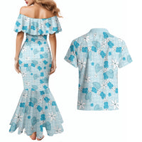 Hawaii Anthurium Tiare Pikake Lei Couples Matching Mermaid Dress and Hawaiian Shirt UliUli Lauhala Art Pattern LT01 - Polynesian Pride