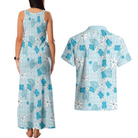 Hawaii Anthurium Tiare Pikake Lei Couples Matching Tank Maxi Dress and Hawaiian Shirt UliUli Lauhala Art Pattern LT01 - Polynesian Pride