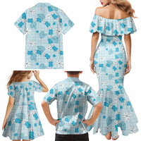 Hawaii Anthurium Tiare Pikake Lei Family Matching Mermaid Dress and Hawaiian Shirt UliUli Lauhala Art Pattern LT01 - Polynesian Pride