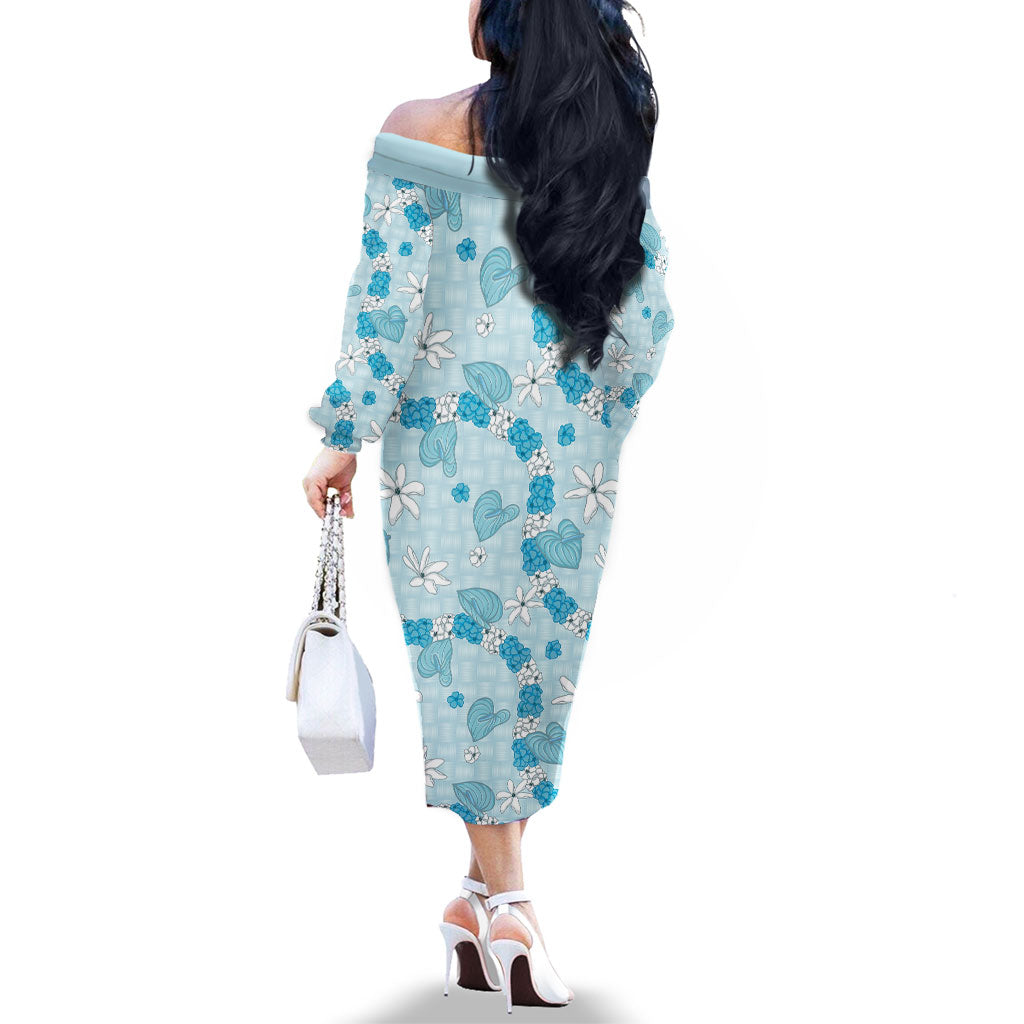 Hawaii Anthurium Tiare Pikake Lei Family Matching Off The Shoulder Long Sleeve Dress and Hawaiian Shirt UliUli Lauhala Art Pattern