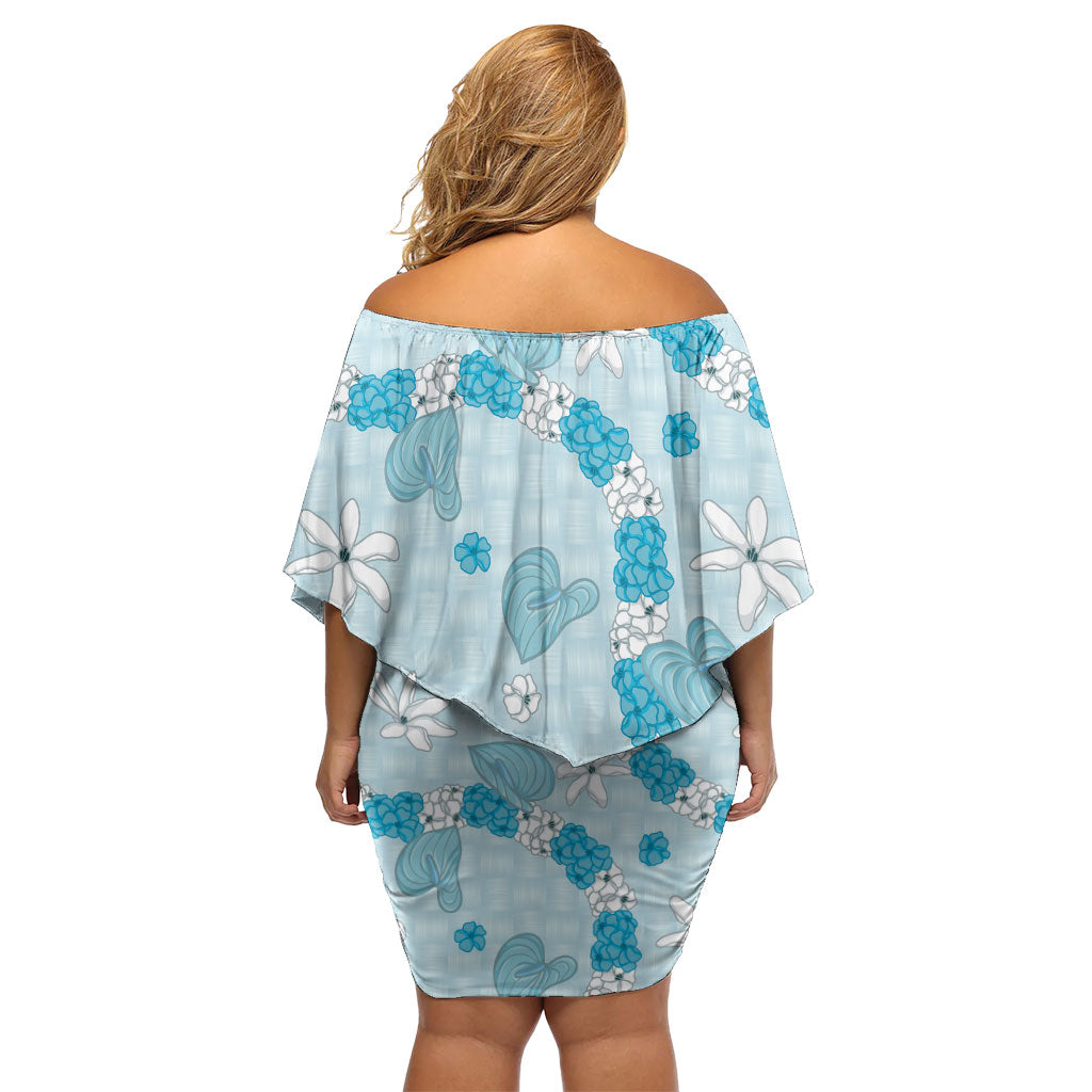 Hawaii Anthurium Tiare Pikake Lei Family Matching Off Shoulder Short Dress and Hawaiian Shirt UliUli Lauhala Art Pattern LT01 - Polynesian Pride