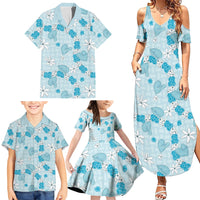 Hawaii Anthurium Tiare Pikake Lei Family Matching Summer Maxi Dress and Hawaiian Shirt UliUli Lauhala Art Pattern LT01 - Polynesian Pride