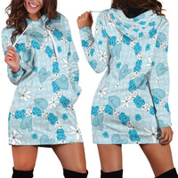 Hawaii Anthurium Tiare Pikake Lei Hoodie Dress UliUli Lauhala Art Pattern LT01 - Polynesian Pride