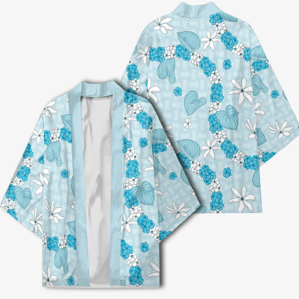 Hawaii Anthurium Tiare Pikake Lei Kimono UliUli Lauhala Art Pattern