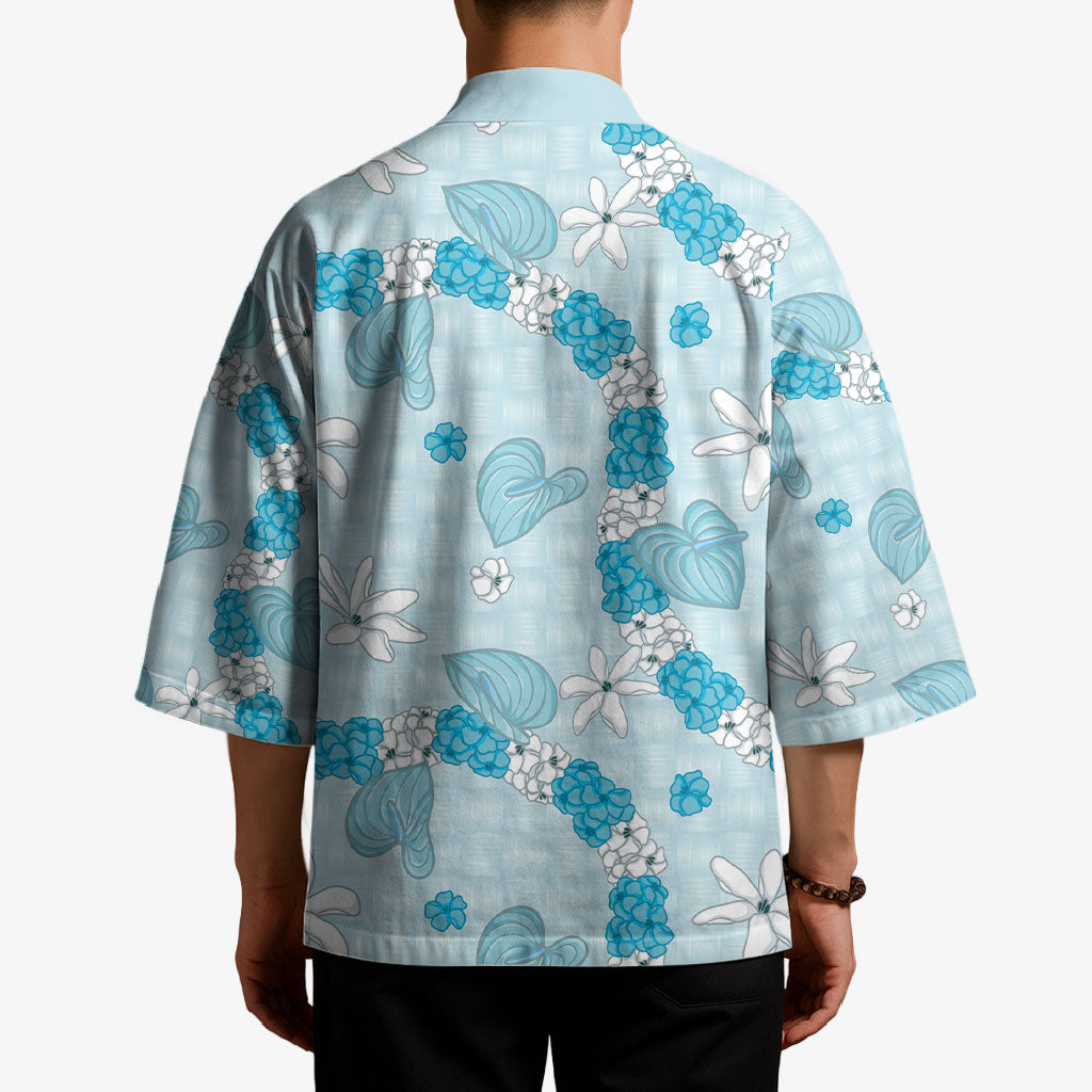 Hawaii Anthurium Tiare Pikake Lei Kimono UliUli Lauhala Art Pattern