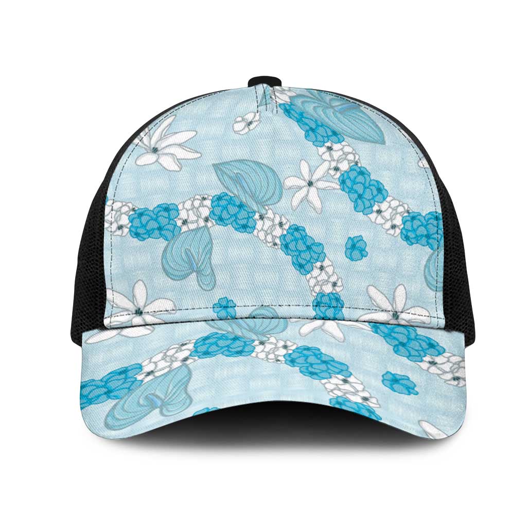Hawaii Anthurium Tiare Pikake Lei Mesh Trucker Cap UliUli Lauhala Art Pattern