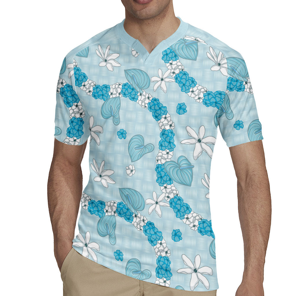 Hawaii Anthurium Tiare Pikake Lei Rugby Jersey UliUli Lauhala Art Pattern LT01 - Polynesian Pride