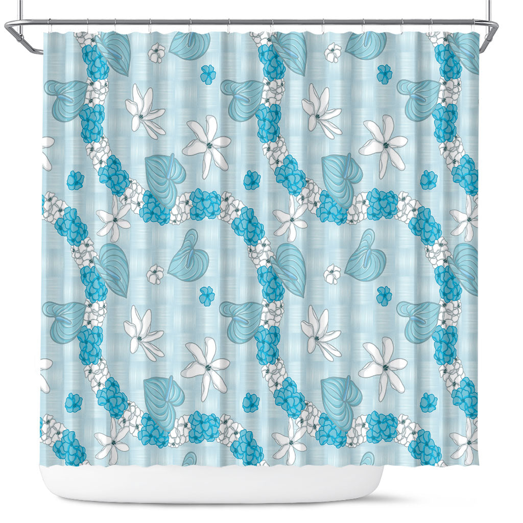 Hawaii Anthurium Tiare Pikake Lei Shower Curtain UliUli Lauhala Art Pattern