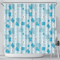 Hawaii Anthurium Tiare Pikake Lei Shower Curtain UliUli Lauhala Art Pattern