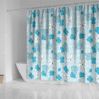 Hawaii Anthurium Tiare Pikake Lei Shower Curtain UliUli Lauhala Art Pattern