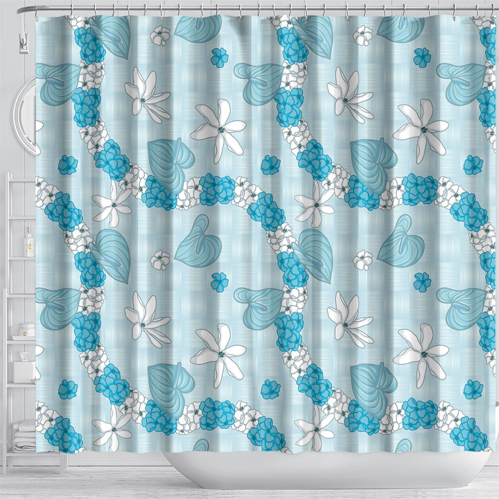 Hawaii Anthurium Tiare Pikake Lei Shower Curtain UliUli Lauhala Art Pattern