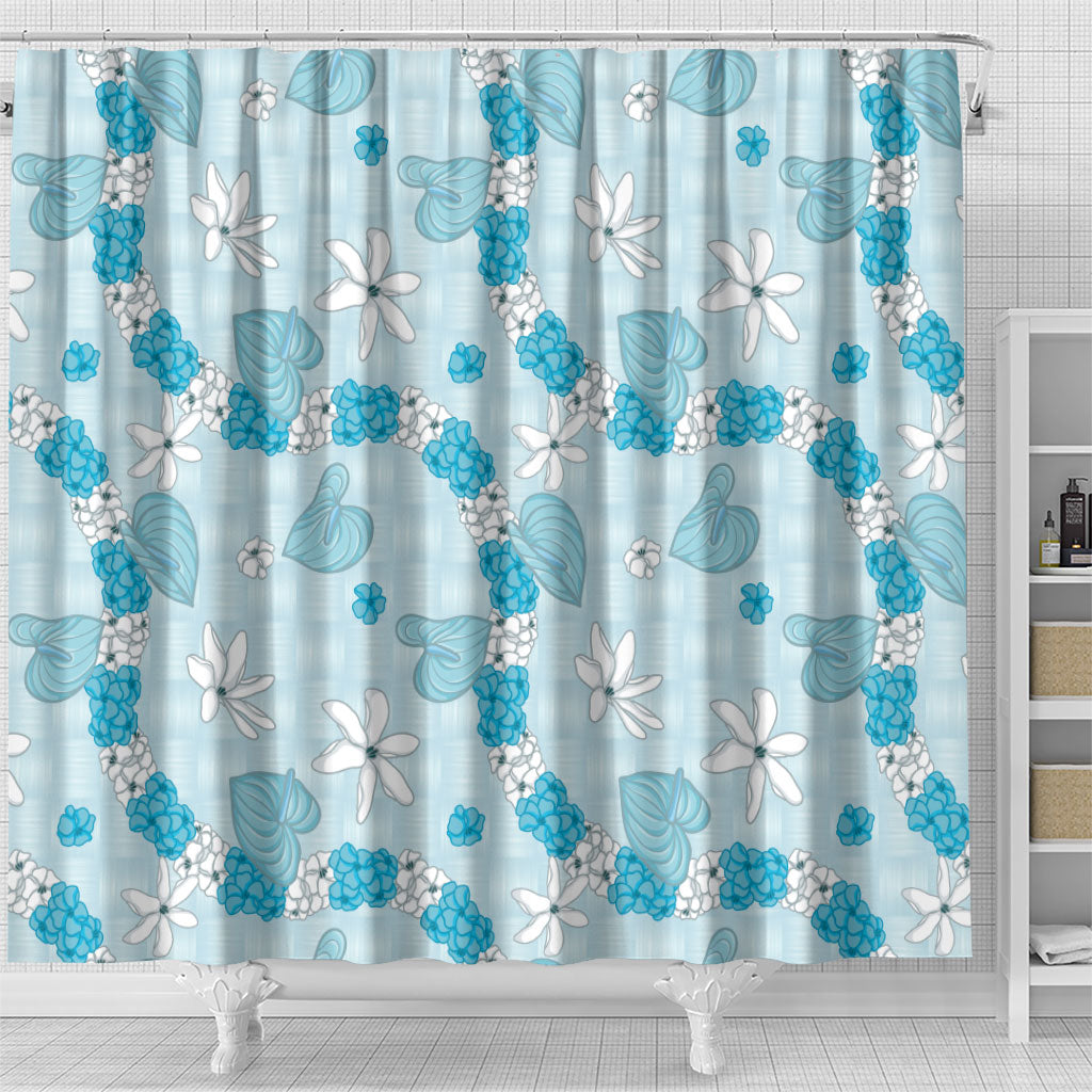 Hawaii Anthurium Tiare Pikake Lei Shower Curtain UliUli Lauhala Art Pattern